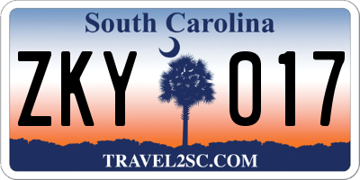 SC license plate ZKY017