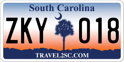 SC license plate ZKY018