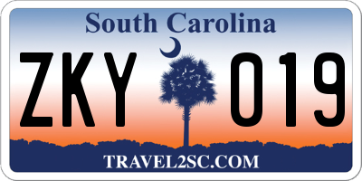 SC license plate ZKY019
