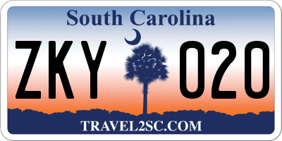 SC license plate ZKY020