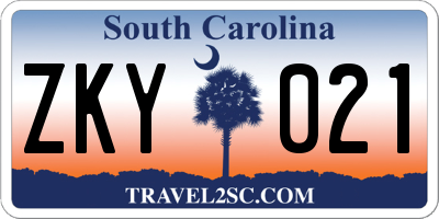 SC license plate ZKY021