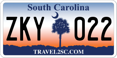SC license plate ZKY022