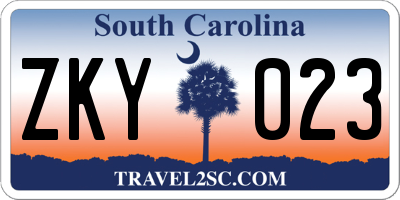 SC license plate ZKY023