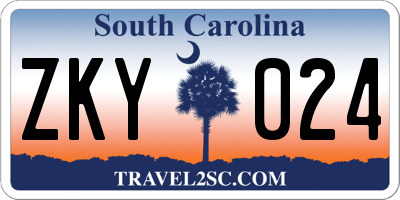 SC license plate ZKY024