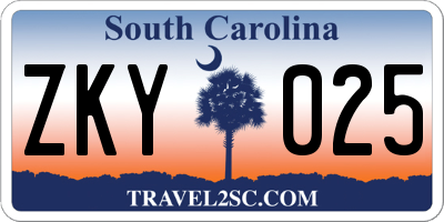 SC license plate ZKY025