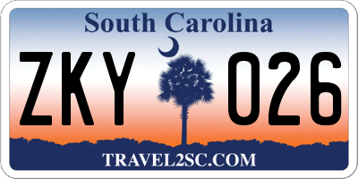 SC license plate ZKY026