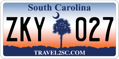 SC license plate ZKY027