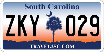 SC license plate ZKY029