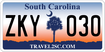 SC license plate ZKY030