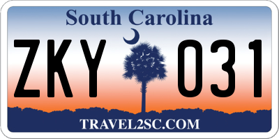 SC license plate ZKY031
