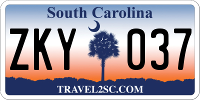 SC license plate ZKY037