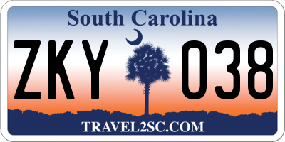 SC license plate ZKY038