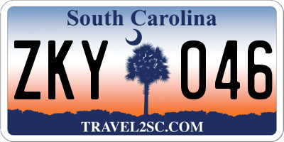 SC license plate ZKY046