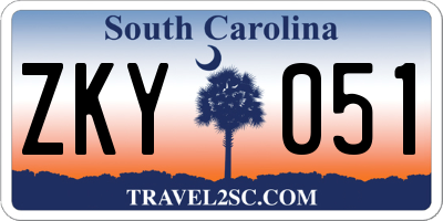 SC license plate ZKY051