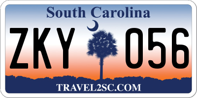 SC license plate ZKY056