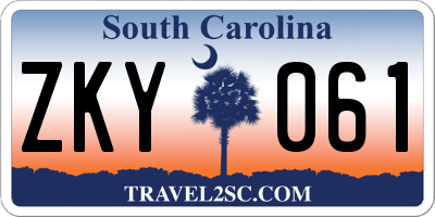SC license plate ZKY061