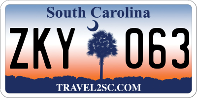 SC license plate ZKY063