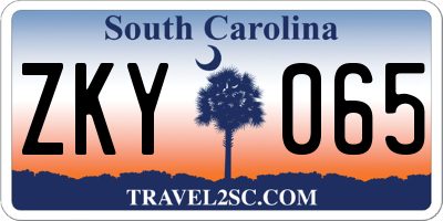 SC license plate ZKY065