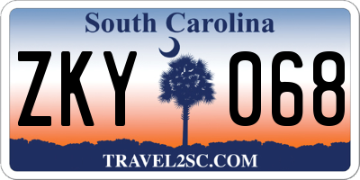 SC license plate ZKY068