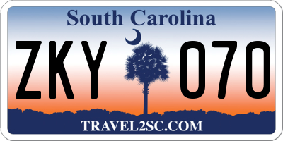 SC license plate ZKY070