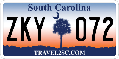 SC license plate ZKY072