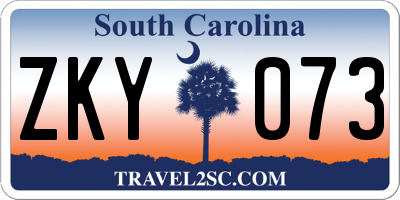 SC license plate ZKY073