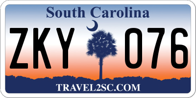 SC license plate ZKY076