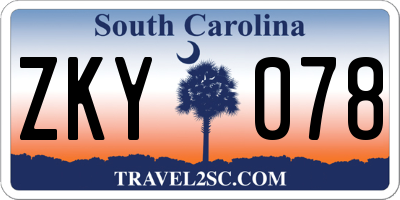 SC license plate ZKY078