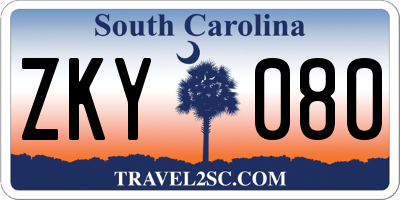 SC license plate ZKY080