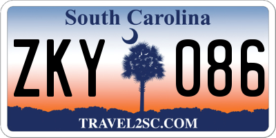 SC license plate ZKY086