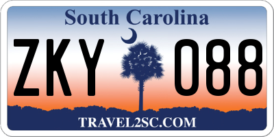 SC license plate ZKY088