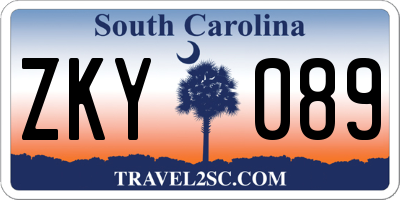 SC license plate ZKY089
