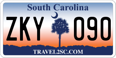 SC license plate ZKY090