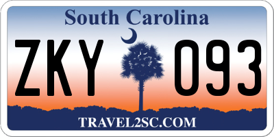 SC license plate ZKY093
