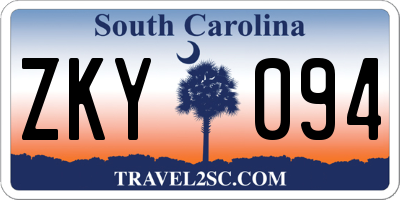 SC license plate ZKY094