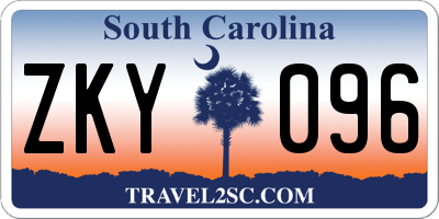 SC license plate ZKY096