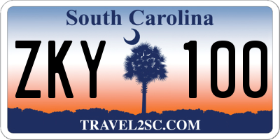 SC license plate ZKY100