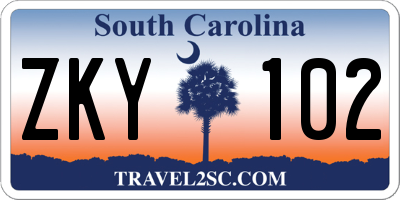 SC license plate ZKY102