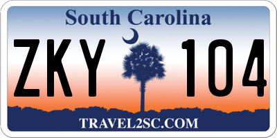 SC license plate ZKY104