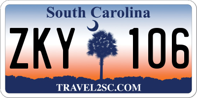 SC license plate ZKY106