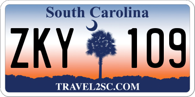 SC license plate ZKY109