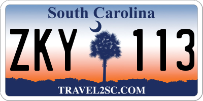 SC license plate ZKY113