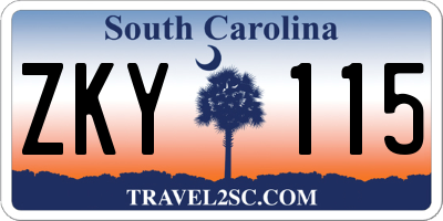 SC license plate ZKY115