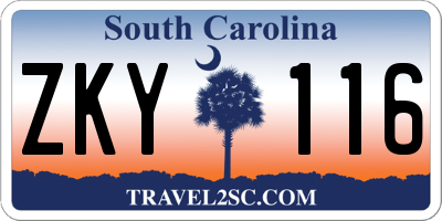 SC license plate ZKY116