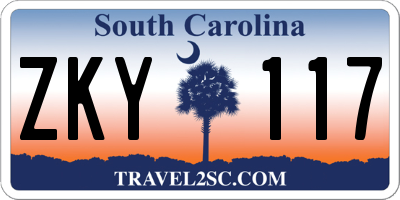 SC license plate ZKY117