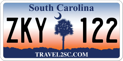 SC license plate ZKY122