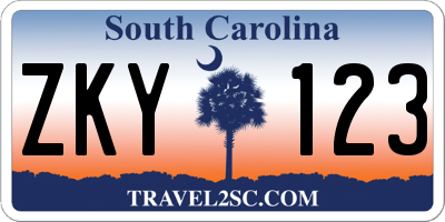 SC license plate ZKY123