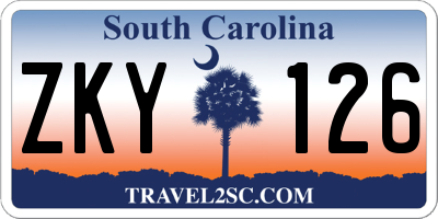 SC license plate ZKY126