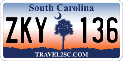 SC license plate ZKY136