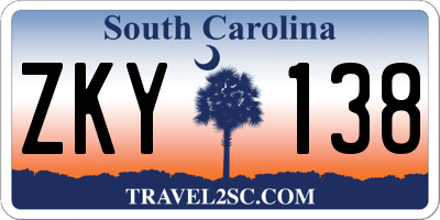 SC license plate ZKY138